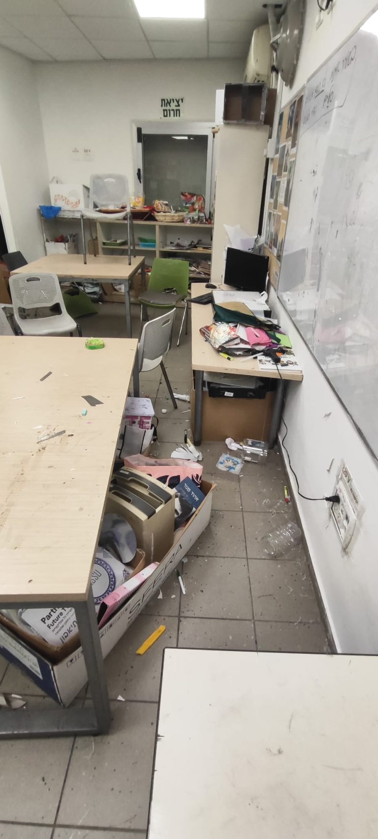 בית הספר דבורה עומר, בכפר סבא: בני נוער נכנסו בלילה לבית הספר והשחיתו חדר האומנות, פרצו ארונות, שפכו חומרים, שברו ציוד יקר והשאירו טינופת