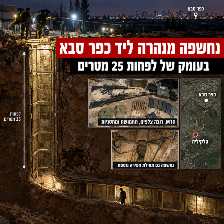 ראש עיריית כפר סבא ויו״ר פורום יישובי קו התפר, רפי סער על המנהרה שנחשפה ליד העיר "מציאות ביטחונית המחייבת פעולה נחושה"