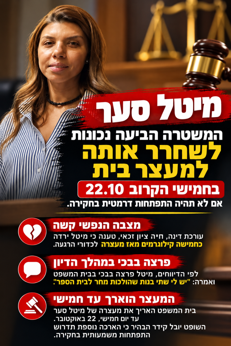 מיטל סער פרצה בבכי בבית המשפט: "יש לי שתי בנות שהולכות מחר לבית הספר"